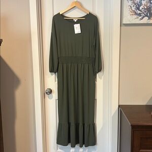 Elegant Olive Green Maxi Dress